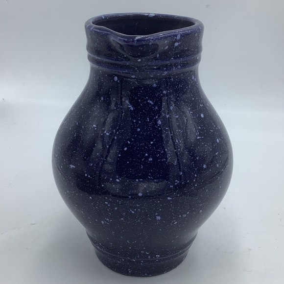 Vintage Cobalt Blue Speckled 6 1/4” Ceramic Pitcher - Picture 5 of 8